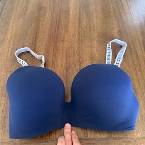 Victorias Secret 34DD Navy Lightly Lined Soft Comfort Leisure Tshirt Logo Bra